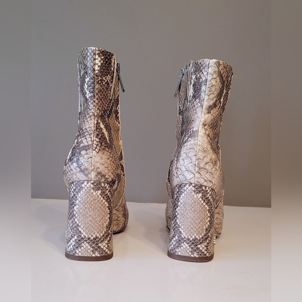 San Edelman Snakeskin Print Vegan Ankle Booties. - Picture 7 of 11
